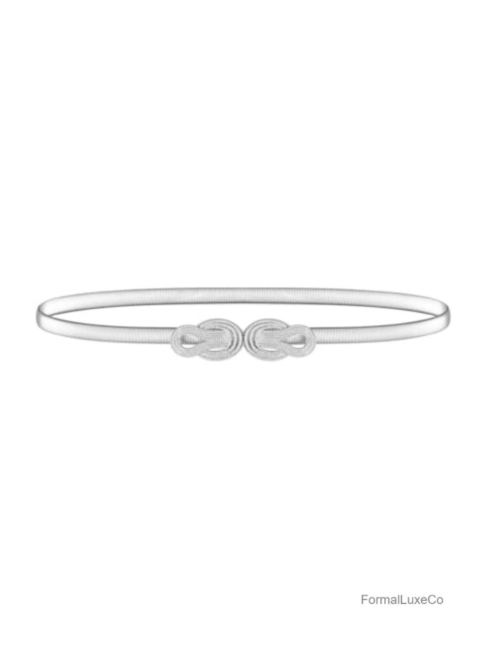 Silver Stretch Thin Waist Belt for Women, Rhinestone Elastic Chain Belt for